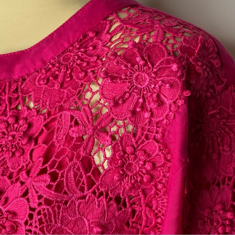 Boston Proper Pink Lace Inset Button Up Blouse - Picture 5 of 15